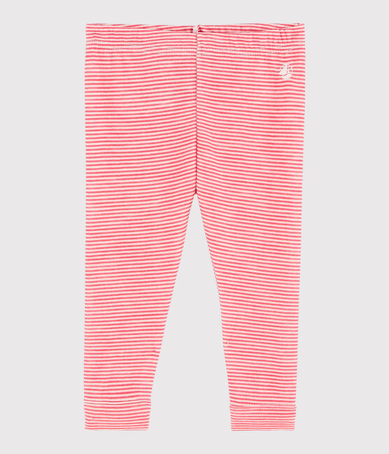 Baby girl's pinstriped leggings POPPY pink/MARSHMALLOW white