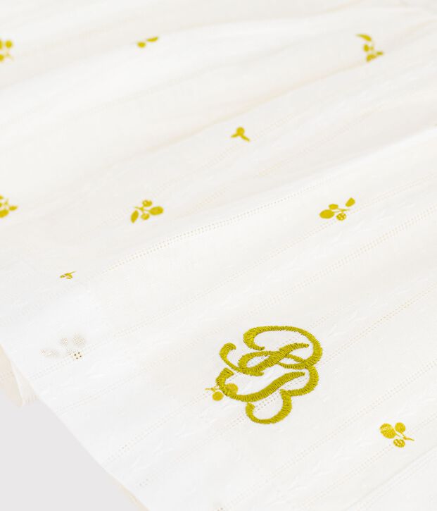 Children's long floral print cotton skirt white/green