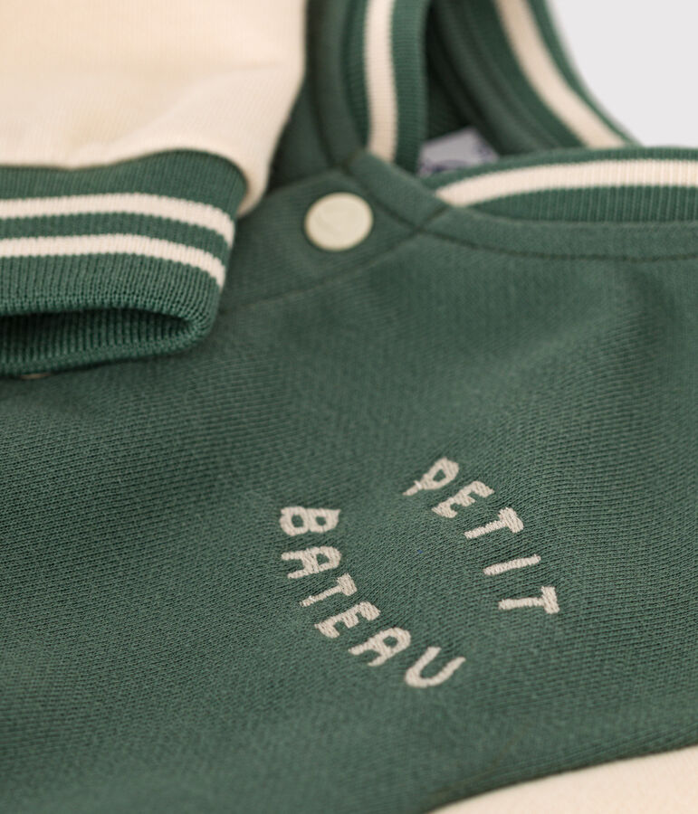 Babies' Fleece Baseball Jacket green/ecru