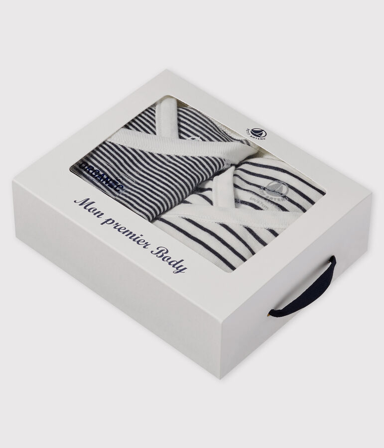 Babies' Stripy Organic Cotton Kimono Bodysuit and Undershirt Set multicolor