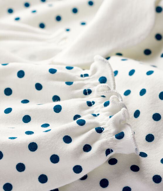 Baby Girls' Ribbed Sleepsuit MARSHMALLOW white/CONTES blue