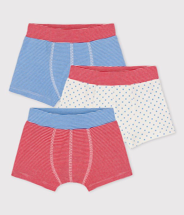 Boys' Pinstriped Organic Cotton Boxer Shorts - 3-Pack multicolor