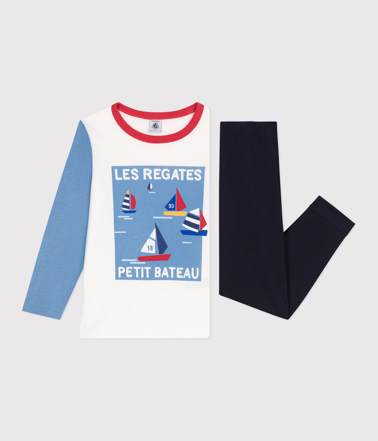 Children's long-sleeved cotton pyjamas SMOKING blue/MULTICO white