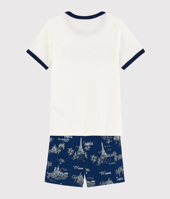 Boys' Toile de Jouy Paris Cotton Short Pyjamas MEDIEVAL blue/MULTICO white