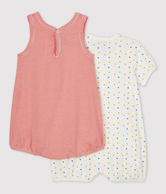 Babies' Heart Patterned Organic Cotton Playsuit - 2-Pack variante 1
