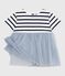 Babies' short-sleeved dress in two materials CO2 /MULTICO