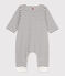 Babies' Striped Organic Cotton Long Playsuit MARSHMALLOW white/SMOKING blue