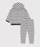 Babies' Thick Stripy Jersey Breton Outfit MARSHMALLOW white/SMOKING blue