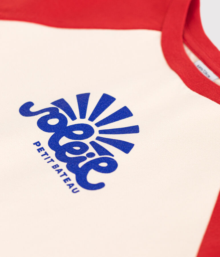 Boys' Printed Jersey T-shirt Ecru/red