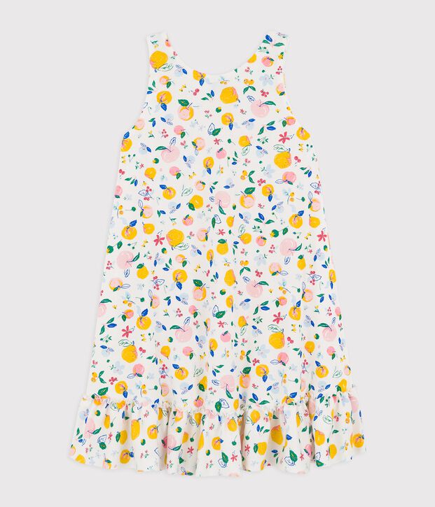 Girls' Sleeveless Cotton Dress white/multicolor