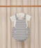 Babies' two-piece set in stripy cotton with embroidered details white/blue