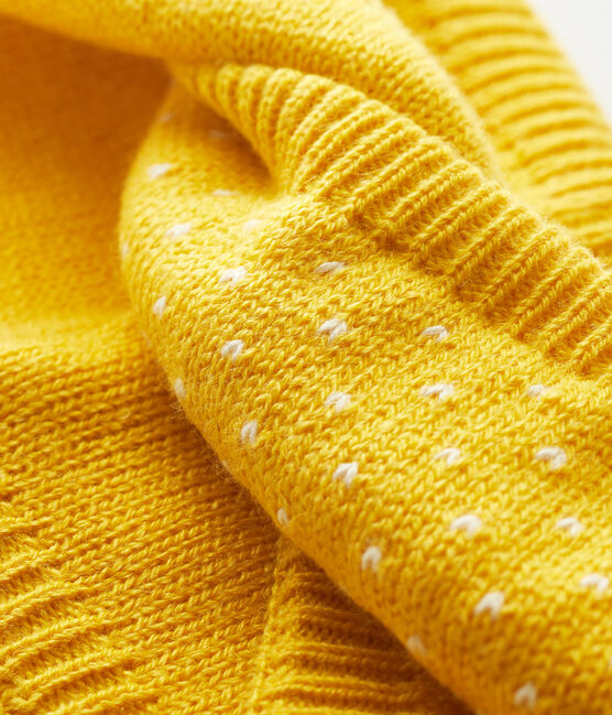 Baby girl's snood with weaving HONEY yellow/MARSHMALLOW white