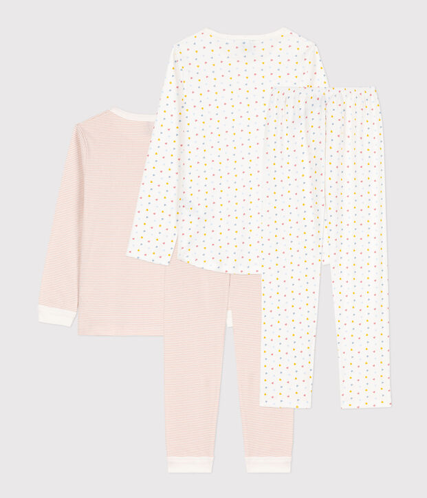 Girls' Small Heart Pattern Cotton Pyjamas - 2-Pack multicolor