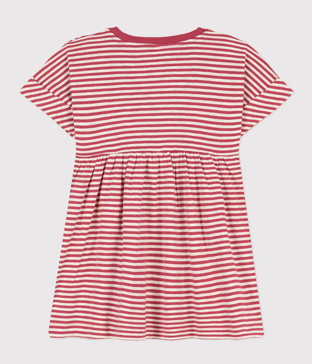 Girls' Striped Slub Jersey Dress pink/ecru