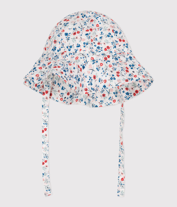 Baby girls' floral print floppy hat white/multicolor