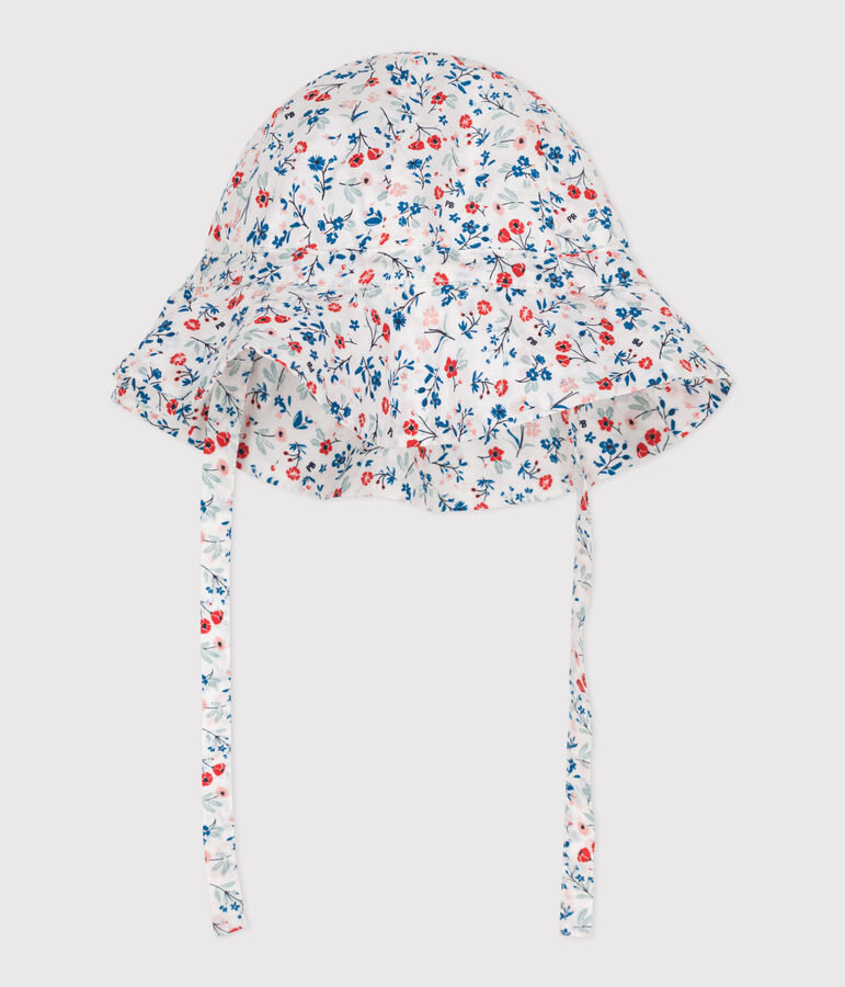 Baby girls' floral print floppy hat MARSHMALLOW white/MULTICO white