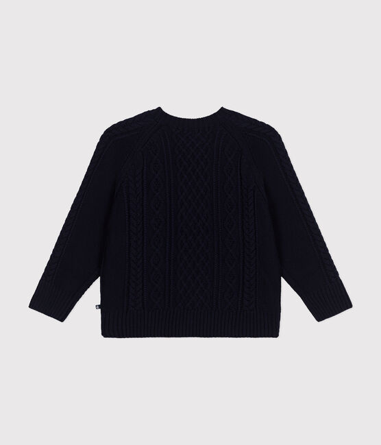 Children's unisex cotton Aran jumper SMOKING blue