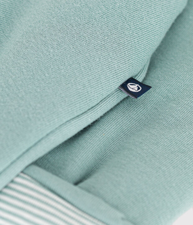 Babies' padded hooded cotton jumpsuit green