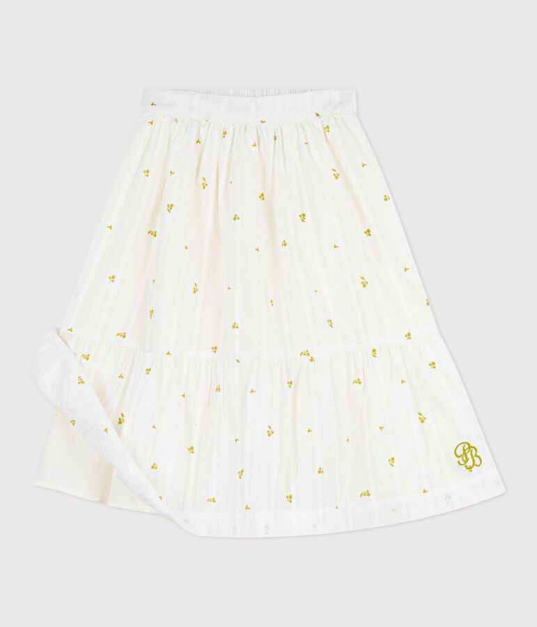 Children's long floral print cotton skirt green/green