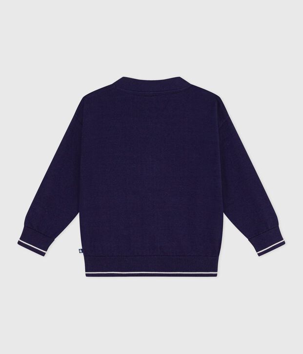 Children's plain cotton cardigan blue