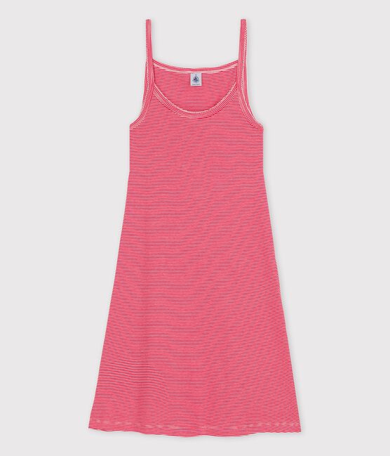 Women's cotton babydoll nightdress PEPS red/MARSHMALLOW white