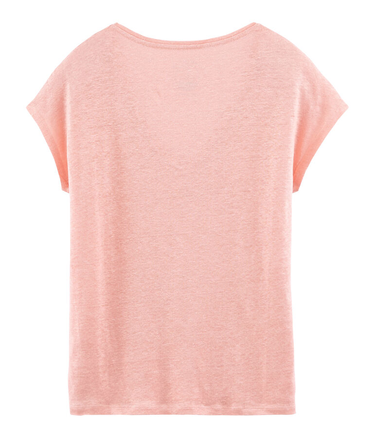 Women's iridescent linen short-sleeved t-shirt pink/pink