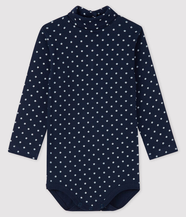 Baby boy's long-sleeved bodysuit blue/white