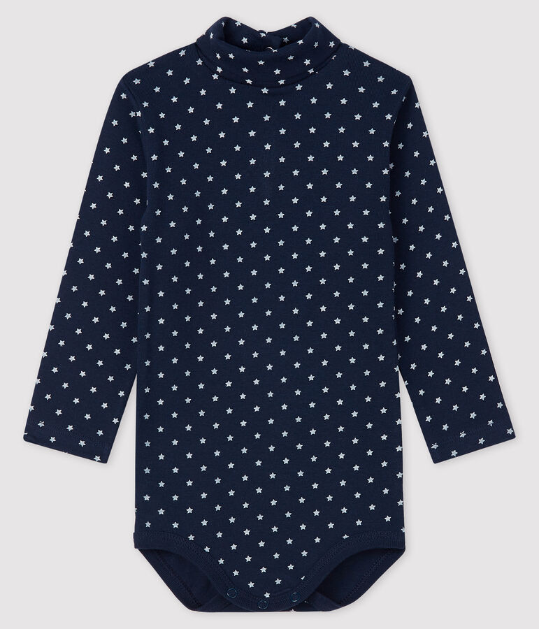 Baby boy's long-sleeved bodysuit blue/white