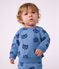Babies' sweatshirt and trousers set in animal-themed printed cotton blue/multicolor