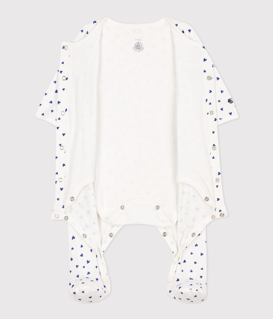 Heart Patterned Tube Knit Bodyjama MARSHMALLOW white/NEWBLEU
