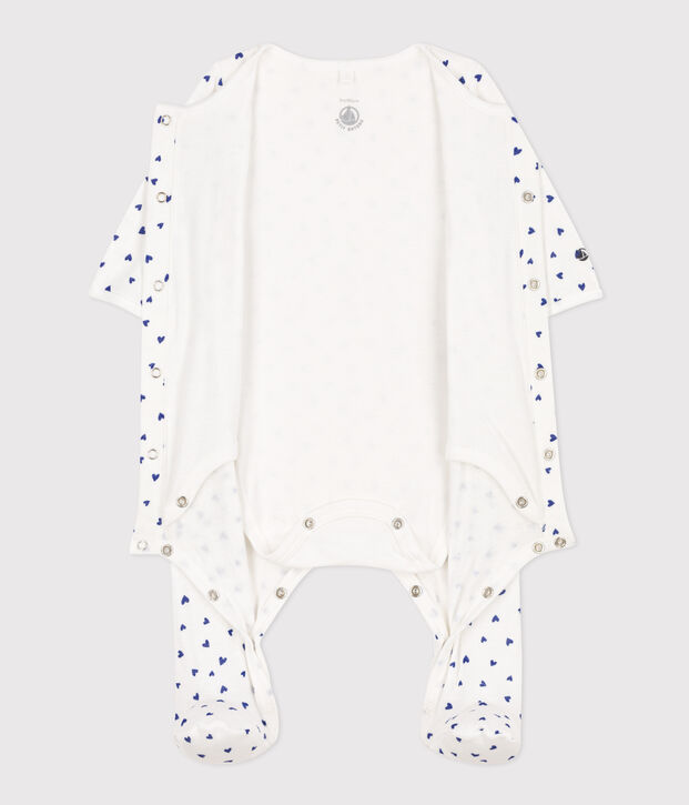 Heart Patterned Tube Knit Bodyjama white/blue