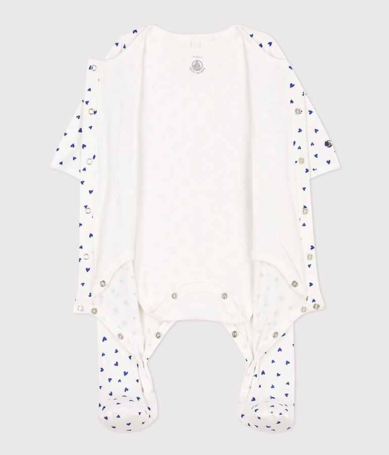 Heart Patterned Tube Knit Bodyjama white/blue