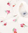 Babies' footless fruit patterned cotton pyjamas with a petal collar MARSHMALLOW white/MULTICO white