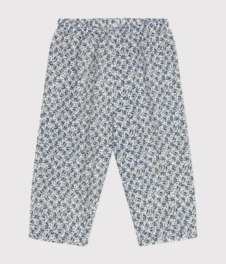 Babies' Printed Cotton Gauze Trousers Ecru/blue