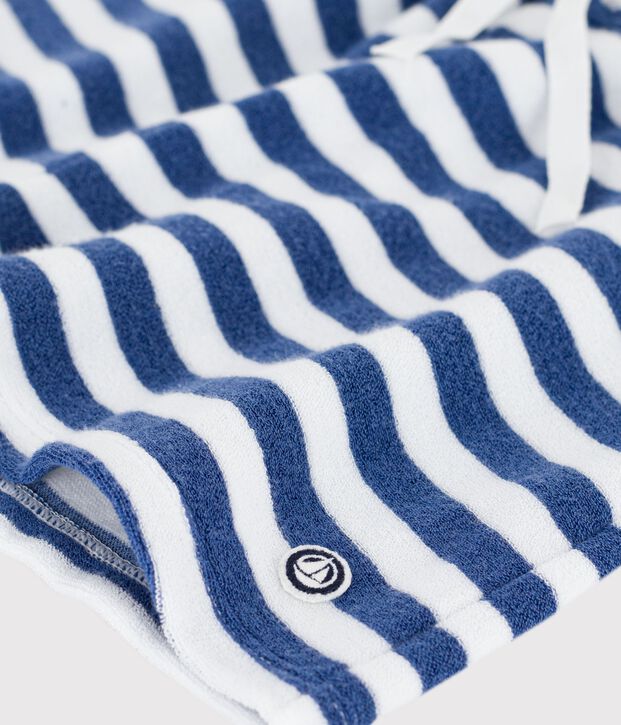 Children's stripy cotton shorts blue/white
