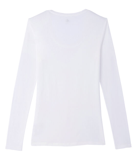 Women's long-sleeved lightweight cotton t-shirt MARSHMALLOW white