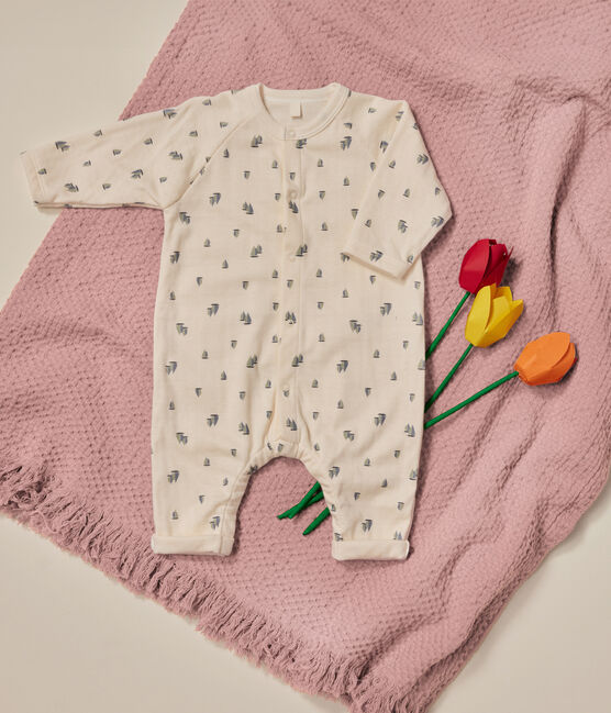 Babies' tube knit long jumpsuit AVALANCHE white/MULTICO