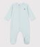Babies' pinstriped cotton pyjama suit green/white