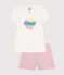 Children's short cotton pyjamas MARSHMALLOW white/CHARME pink
