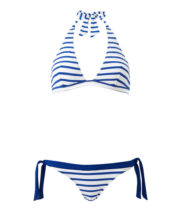 Women's striped two-piece swimsuit white/blue