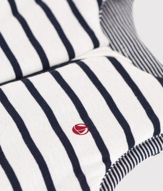 Stripy cotton 2 TOG sleeping bag MARSHMALLOW white/SMOKING blue