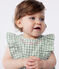 Babies' sleeveless cotton rompers with a gingham print and an embroidered collar PAUL blue/MARSHMALLOW white