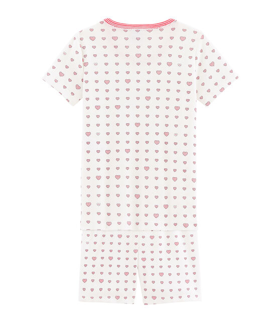 Girls' Snugfit Short Pyjamas MARSHMALLOW white/MULTICO white