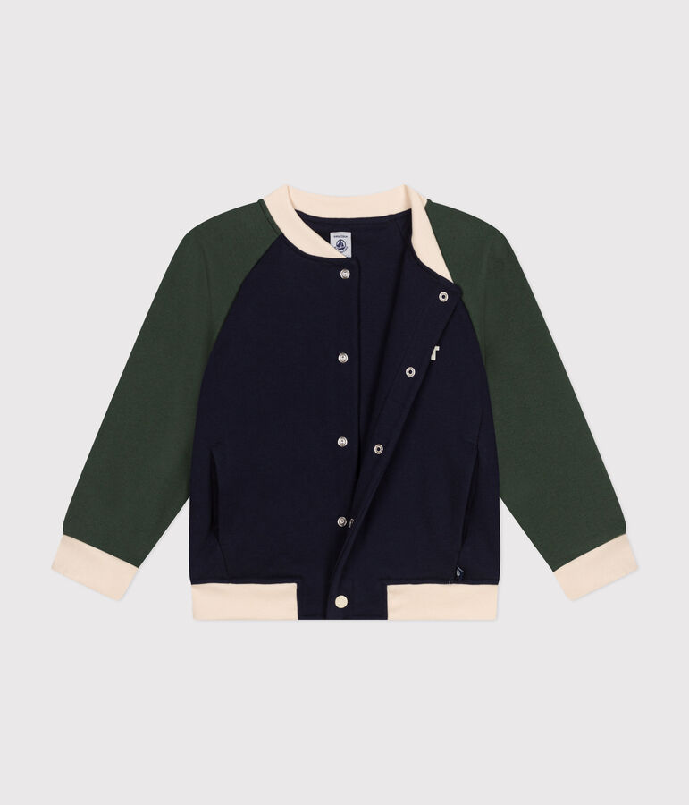 Boys' fleece baseball jacket SMOKING blue/MULTICO white