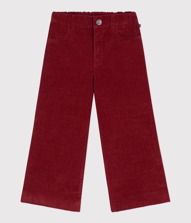 Children's wide leg pants in plain velvet red