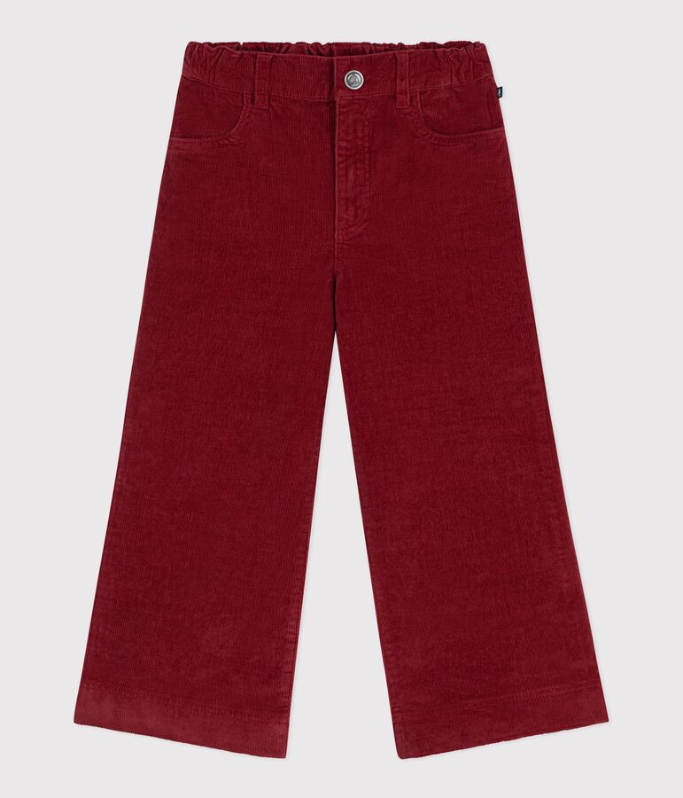 Children's wide leg pants in plain velvet red