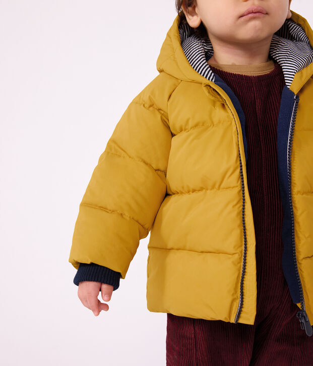 Babies' puffer jacket in plain polyester yellow