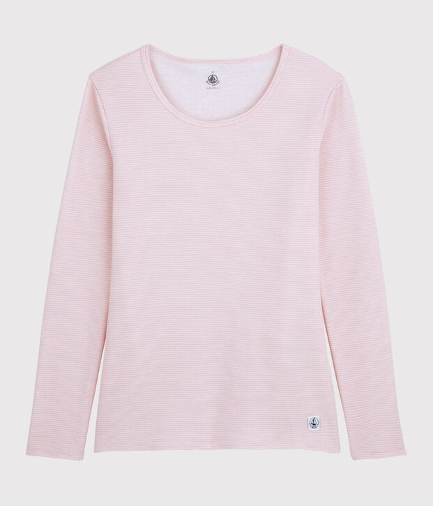 Women's wool and cotton blend T-shirt pink/white