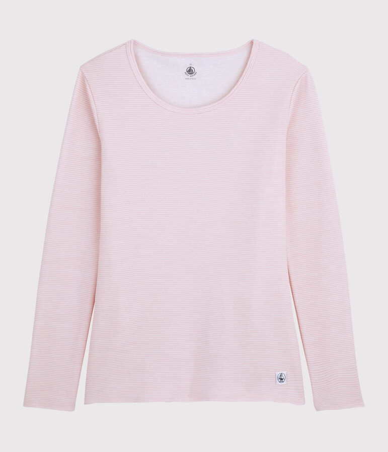 Women's wool and cotton blend T-shirt pink/white