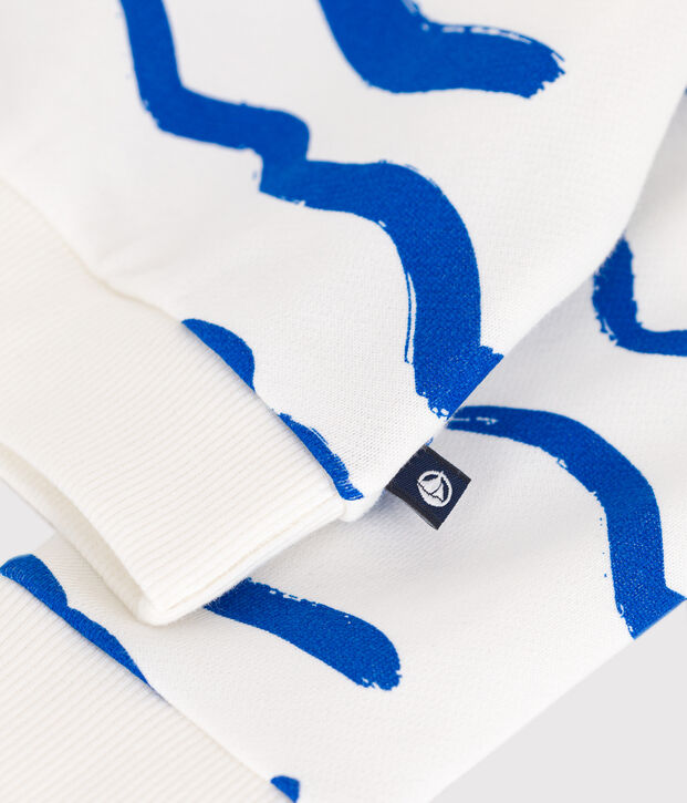 Babies' cotton sweatshirt with a shark print blue/blue